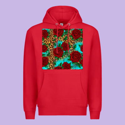 Leopard Roses Seamless Pattern Premium Hoodie Designed By Hra Design Shop