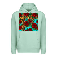 Seafoam leopard roses seamless pattern Premium Hoodie - HRA Design Shop