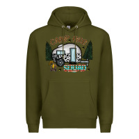 Army Green camp fire squad Premium Hoodie - CowhideDigitalArt
