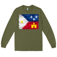 Army Green louisiana flag background Long Sleeve Tee - BarkalooDesign