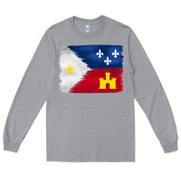 Heather Grey louisiana flag background Long Sleeve Tee - BarkalooDesign