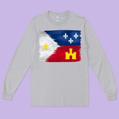 Louisiana Flag Background Long Sleeve Tee Designed By Barkaloodesign