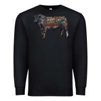 Black black angus bull with western patterns Premium Sweatshirt - RanaPortraitStore