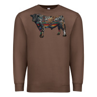 Chestnut black angus bull with western patterns Premium Sweatshirt - RanaPortraitStore