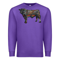 Purple black angus bull with western patterns Premium Sweatshirt - RanaPortraitStore