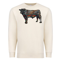Sandshell black angus bull with western patterns Premium Sweatshirt - RanaPortraitStore