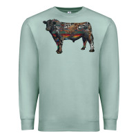 Seafoam black angus bull with western patterns Premium Sweatshirt - RanaPortraitStore