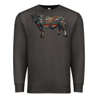 Smoke black angus bull with western patterns Premium Sweatshirt - RanaPortraitStore