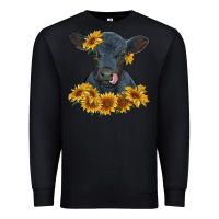 Black black angus calf with sunflowers Premium Sweatshirt - RanaPortraitStore