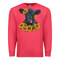 Cardinal black angus calf with sunflowers Premium Sweatshirt - RanaPortraitStore