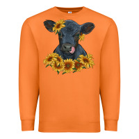 Carrot black angus calf with sunflowers Premium Sweatshirt - RanaPortraitStore