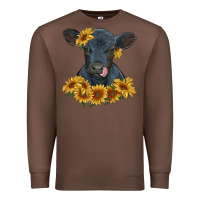 Chestnut black angus calf with sunflowers Premium Sweatshirt - RanaPortraitStore