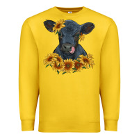 Lemon black angus calf with sunflowers Premium Sweatshirt - RanaPortraitStore