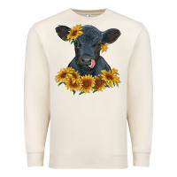 Sandshell black angus calf with sunflowers Premium Sweatshirt - RanaPortraitStore