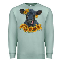 Seafoam black angus calf with sunflowers Premium Sweatshirt - RanaPortraitStore