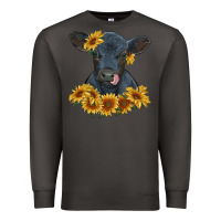 Smoke black angus calf with sunflowers Premium Sweatshirt - RanaPortraitStore