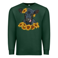 Sports Green black angus calf with sunflowers Premium Sweatshirt - RanaPortraitStore