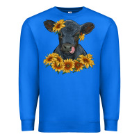 True Royal black angus calf with sunflowers Premium Sweatshirt - RanaPortraitStore