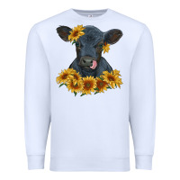 White black angus calf with sunflowers Premium Sweatshirt - RanaPortraitStore