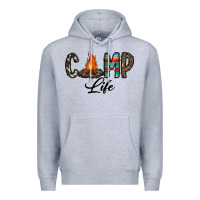 Heather Grey camp life Premium Hoodie - CowhideDigitalArt