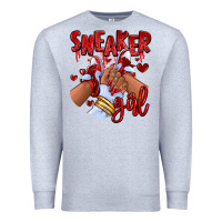 Heather Grey red sneaker girl afro woman Premium Sweatshirt - RanaPortraitStore