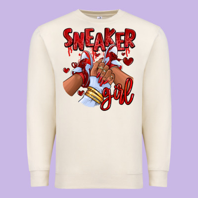 Premium Sweatshirt red sneaker girl afro woman
