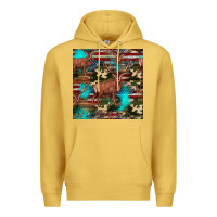 Antique Gold hunting deer american flag seamless pattern Premium Hoodie - HRA Design Shop
