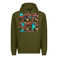 Army Green hunting deer american flag seamless pattern Premium Hoodie - HRA Design Shop