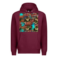 Burgundy hunting deer american flag seamless pattern Premium Hoodie - HRA Design Shop