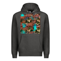 Charcoal Heather hunting deer american flag seamless pattern Premium Hoodie - HRA Design Shop