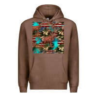 Chestnut hunting deer american flag seamless pattern Premium Hoodie - HRA Design Shop