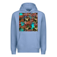 Colony Blue hunting deer american flag seamless pattern Premium Hoodie - HRA Design Shop