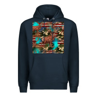 Navy hunting deer american flag seamless pattern Premium Hoodie - HRA Design Shop