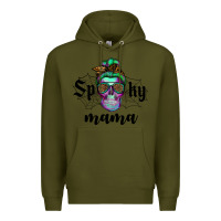 Army Green spooky mama skull Premium Hoodie - RanaPortraitStore