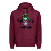 Burgundy spooky mama skull Premium Hoodie - RanaPortraitStore
