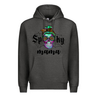 Charcoal Heather spooky mama skull Premium Hoodie - RanaPortraitStore