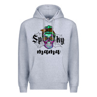 Heather Grey spooky mama skull Premium Hoodie - RanaPortraitStore