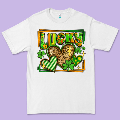 Lucky St Patricks Day Hearts Premium Tee Designed By Lillyallendesigns