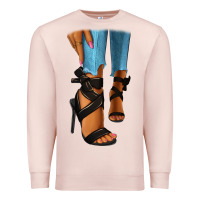 Pale Pink black heels black fashion girl Premium Sweatshirt - RanaPortraitStore
