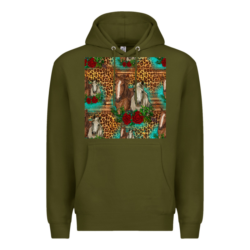 Horses With Roses Seamless Pattern Premium Hoodie by HRA Design Shop | Teevron