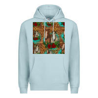 Blue Mist horses with roses seamless pattern Premium Hoodie - HRA Design Shop