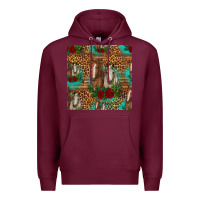 Burgundy horses with roses seamless pattern Premium Hoodie - HRA Design Shop