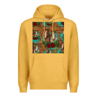 Mustard horses with roses seamless pattern Premium Hoodie - HRA Design Shop