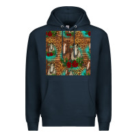 Navy horses with roses seamless pattern Premium Hoodie - HRA Design Shop
