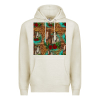 Oatmeal Heather horses with roses seamless pattern Premium Hoodie - HRA Design Shop