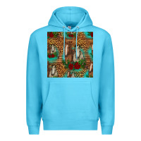 Ocean Blue horses with roses seamless pattern Premium Hoodie - HRA Design Shop