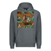 Rock horses with roses seamless pattern Premium Hoodie - HRA Design Shop