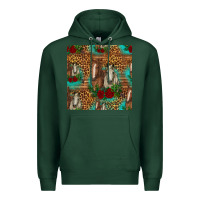 Sports Green horses with roses seamless pattern Premium Hoodie - HRA Design Shop