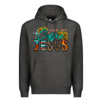 Charcoal Heather give me coffee jesus Premium Hoodie - RacoonDesign