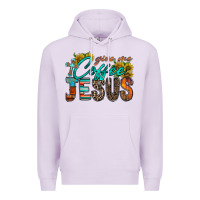 Lilac give me coffee jesus Premium Hoodie - RacoonDesign
